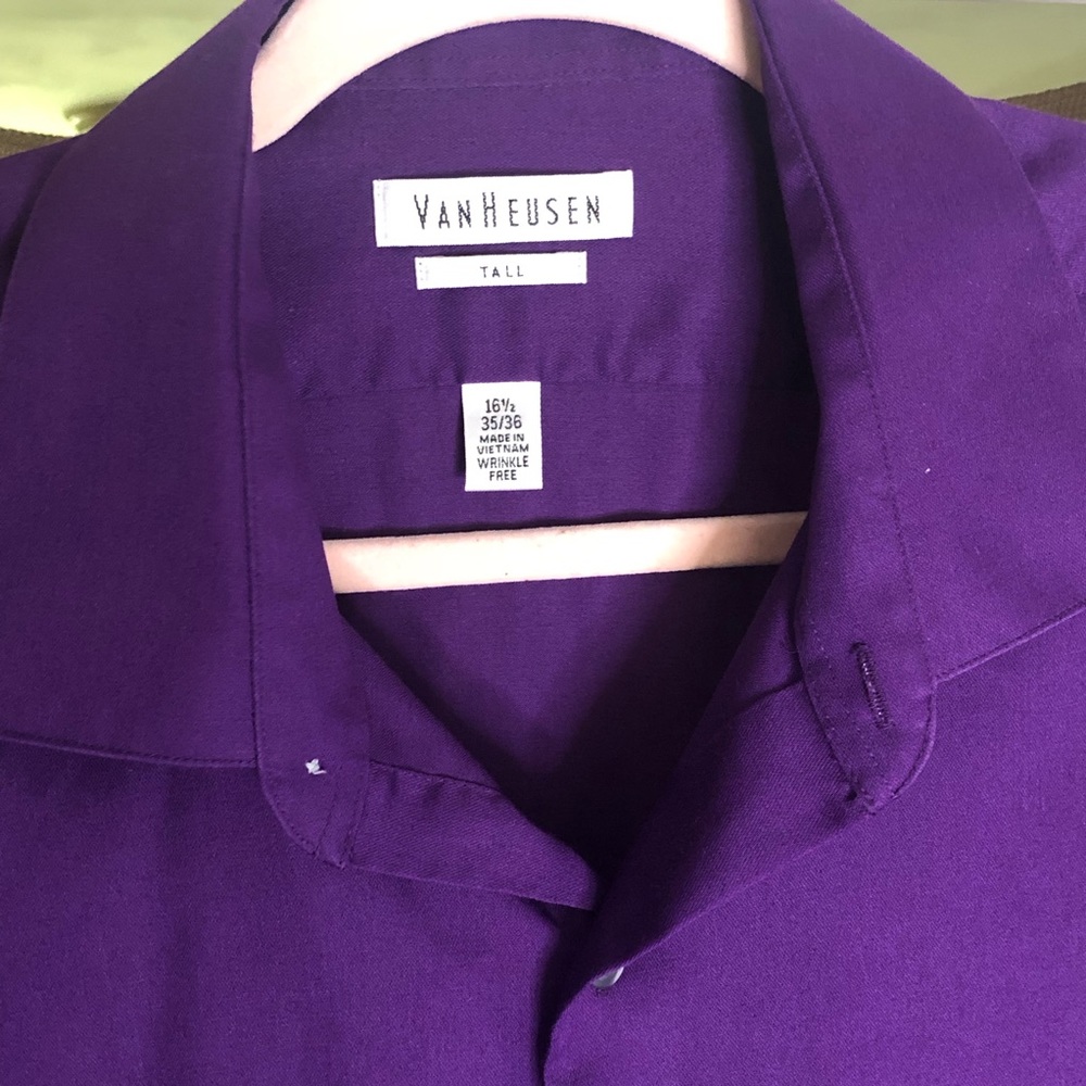 Mens Tall Van Huesen Purple Dress Shirt Neck 16.5. 35/36 - Picture 2 of 5